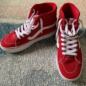 Vans Red and White High Top Sk8-Hi women’s size 7.5